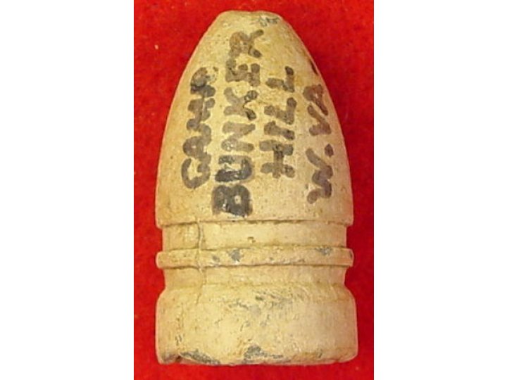 Confederate .58 Caliber Gardner Bullet with Mac Mason Writing 